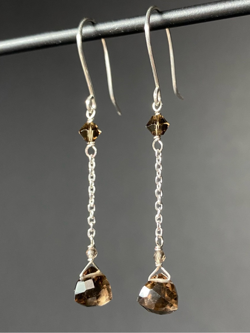 Sterling Silver & Smoky Quartz Dangle Earrings